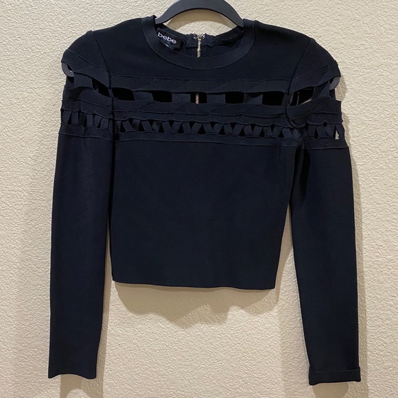 BEBE black bandage crop top - Picture 1 of 11